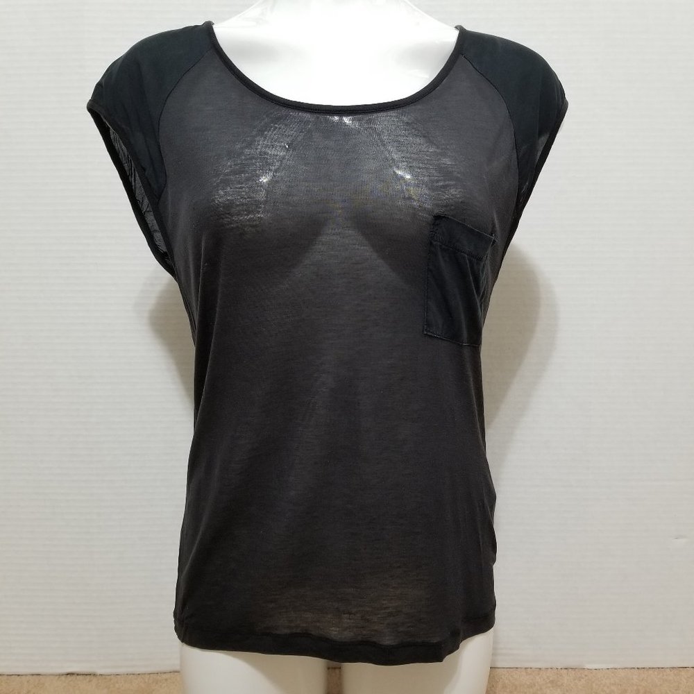 H&M top Small Conscious Collection exposed zipper back semi sheer pocket